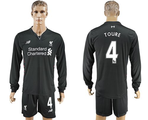Liverpool #4 Toure Away Long Sleeves Soccer Club Jersey - Click Image to Close